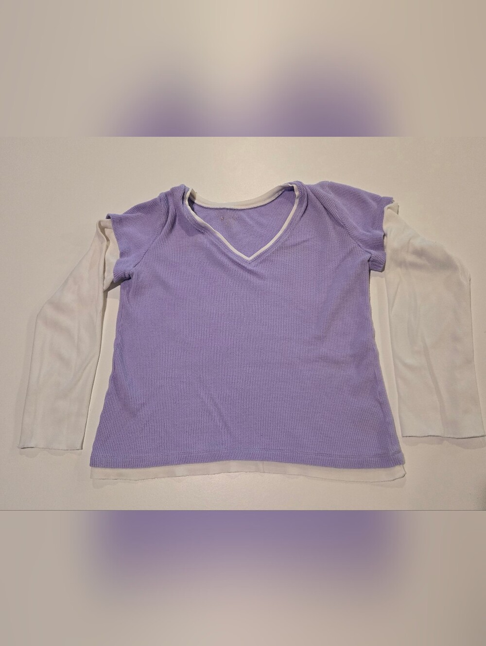 Lavender Layered V-Neck Knit Top